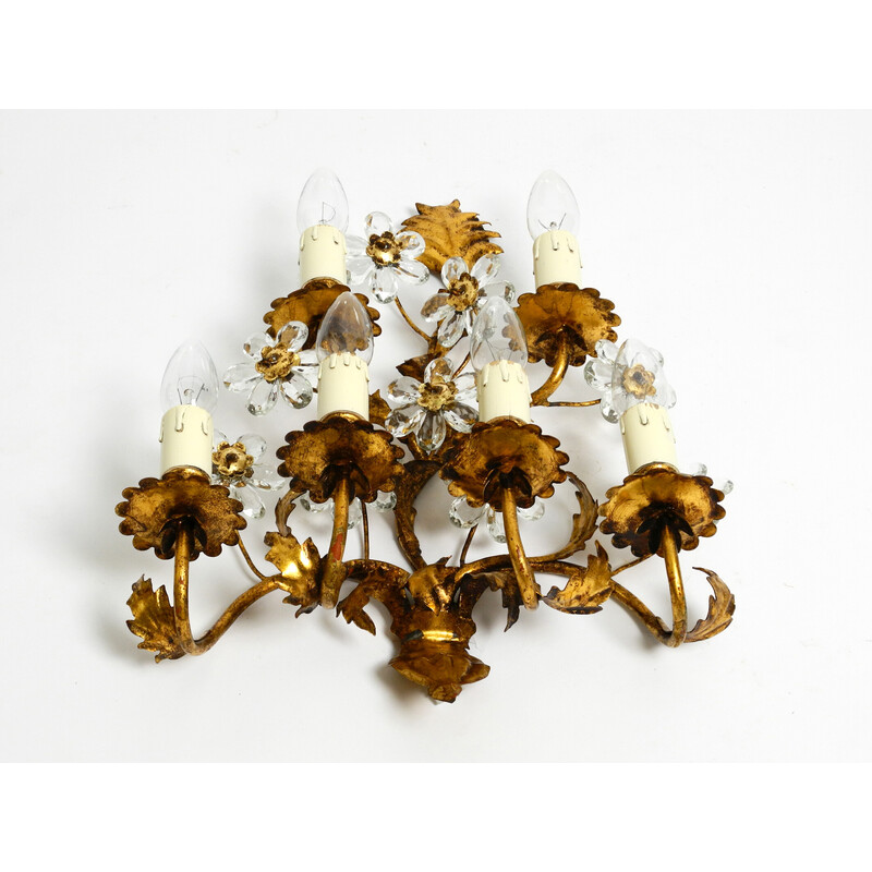 Vintage Italian gold plated wall lamp by Banci Firenze, 1960