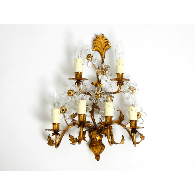 Vintage Italian gold plated wall lamp by Banci Firenze, 1960