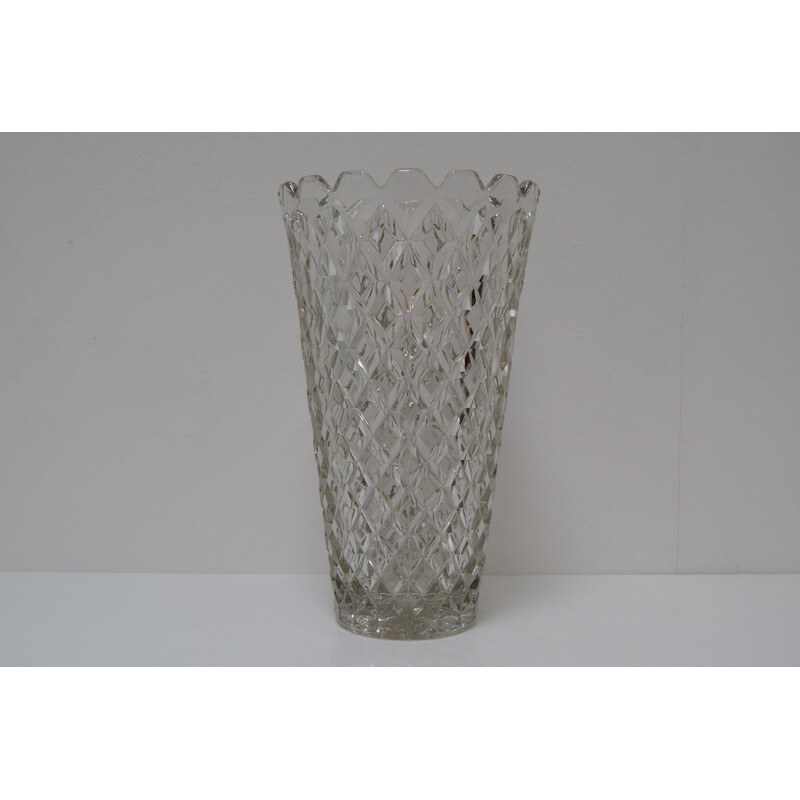 Vase vintage en verre par Glasswork Novy Bor, Tchécoslovaquie 1960