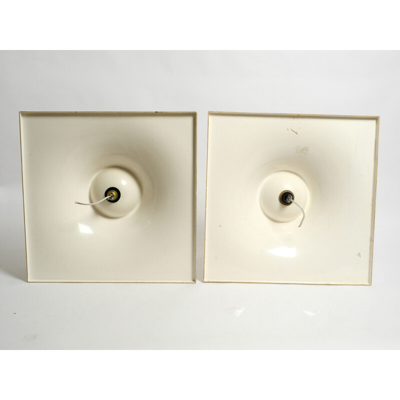 Pair of vintage Space Age quadratic wall lamps in white, Germany 1960s
