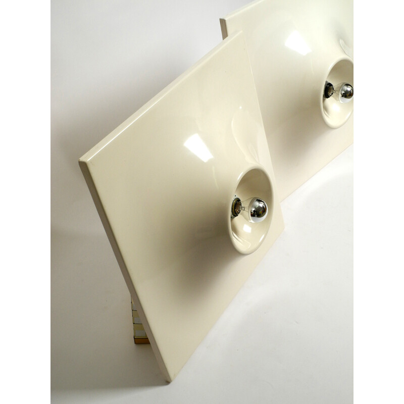 Pair of vintage Space Age quadratic wall lamps in white, Germany 1960s