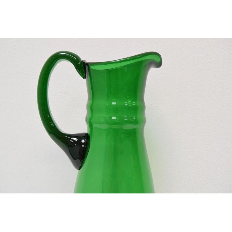 Vintage Art Czech glass pitcher by Glasswork Novy Bor, Czechoslovakia 1930s