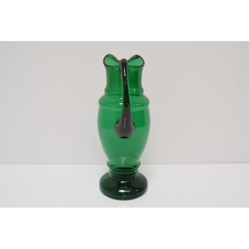Vintage Art Czech glass pitcher by Glasswork Novy Bor, Czechoslovakia 1930s