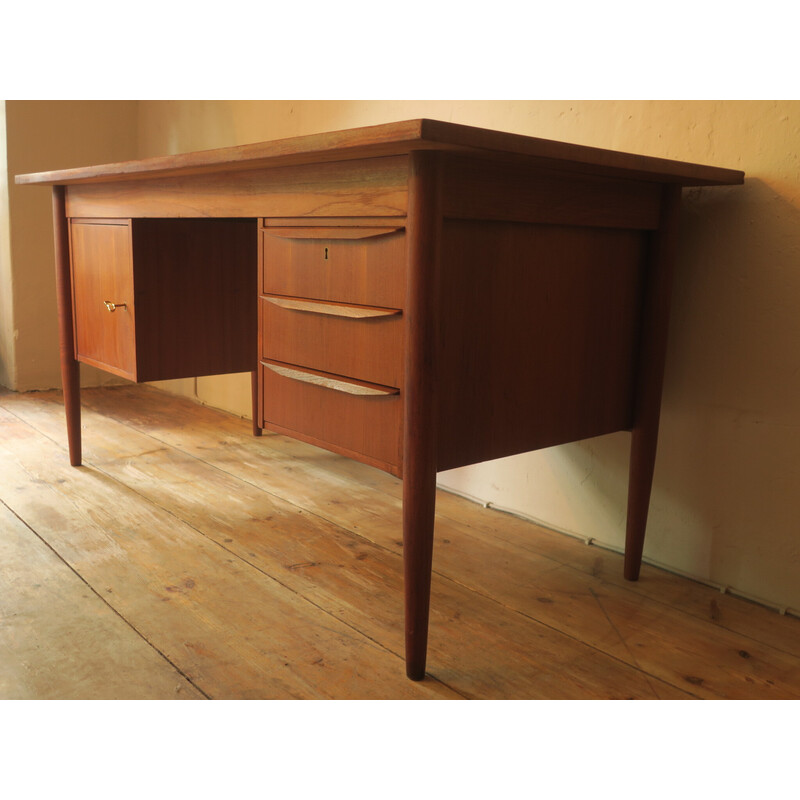 Danish vintage teak desk by Gunnar Nielsen Tibergaard for Tibergaard, 1960s