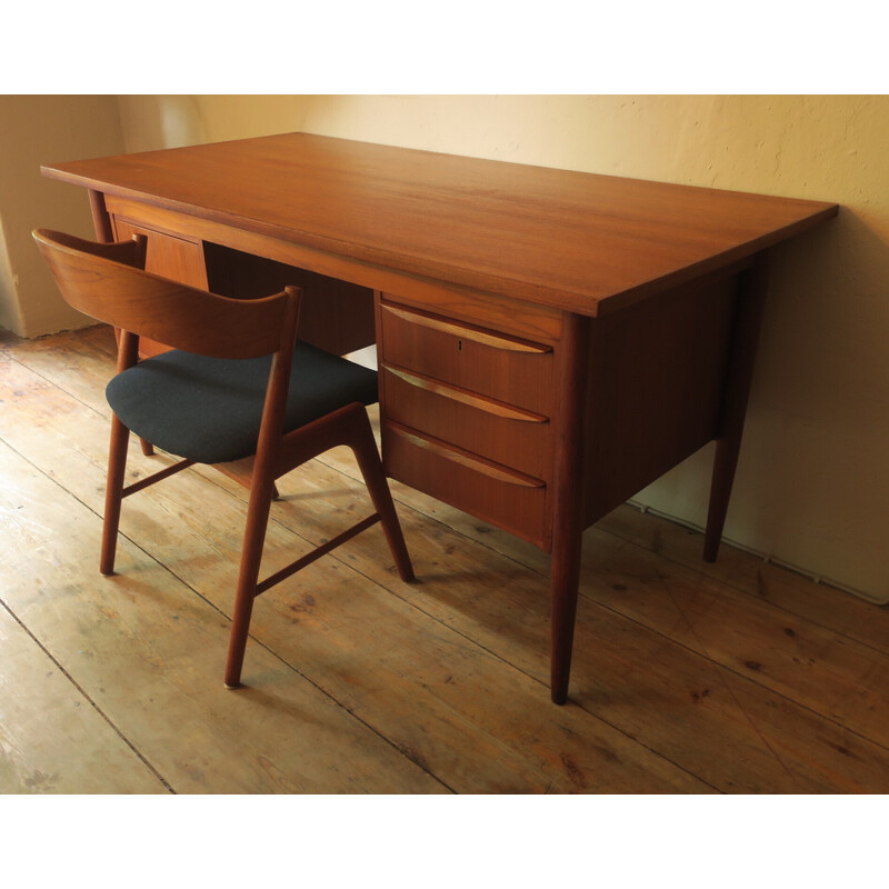 Danish vintage teak desk by Gunnar Nielsen Tibergaard for Tibergaard, 1960s