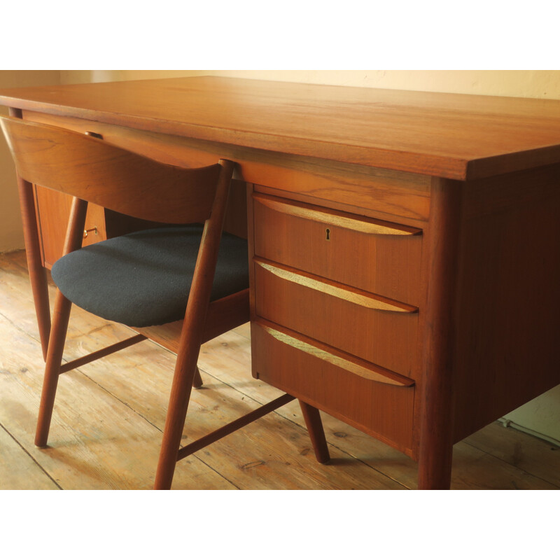 Danish vintage teak desk by Gunnar Nielsen Tibergaard for Tibergaard, 1960s