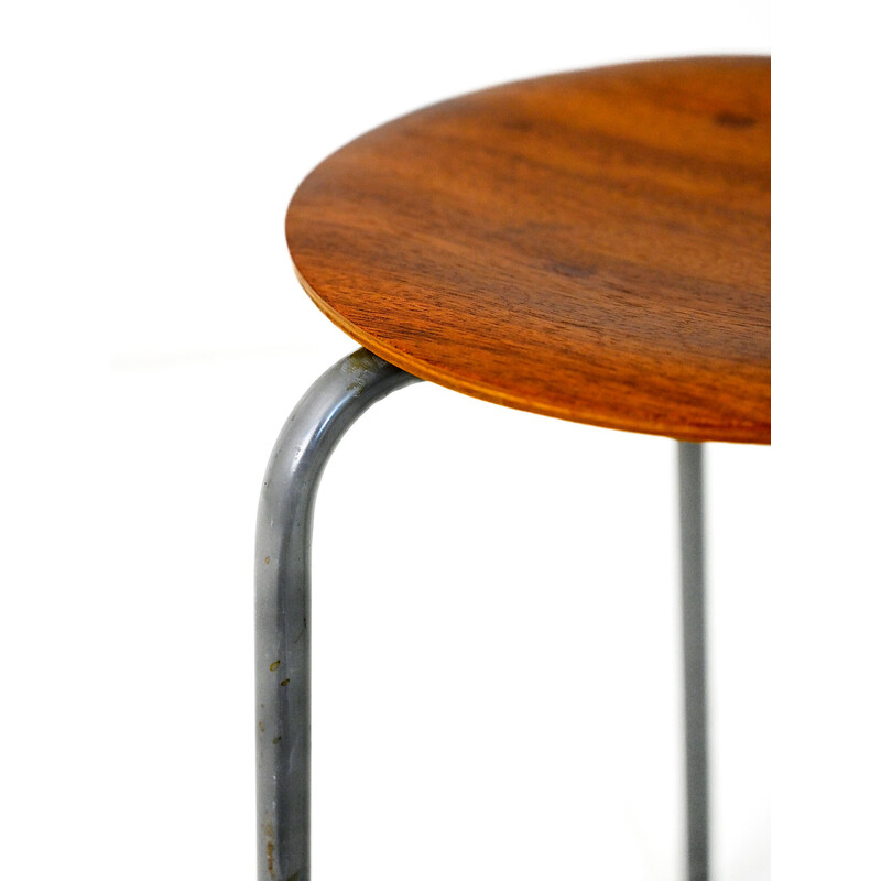 Vintage metal and teak stool, 1960s