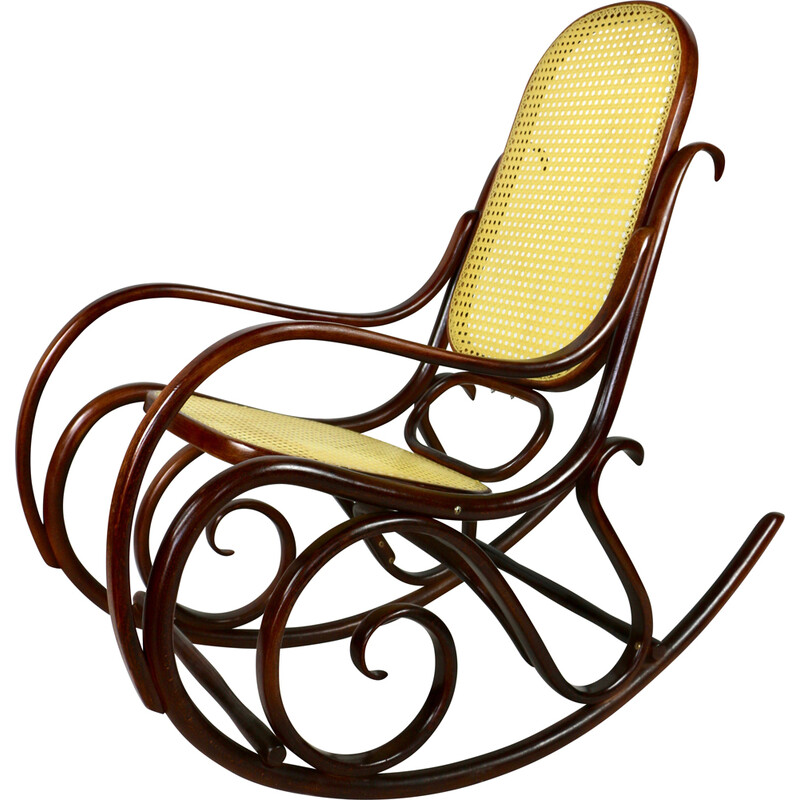 Cadeira de baloiço castanha vintage de Michael Thonet, anos 80
