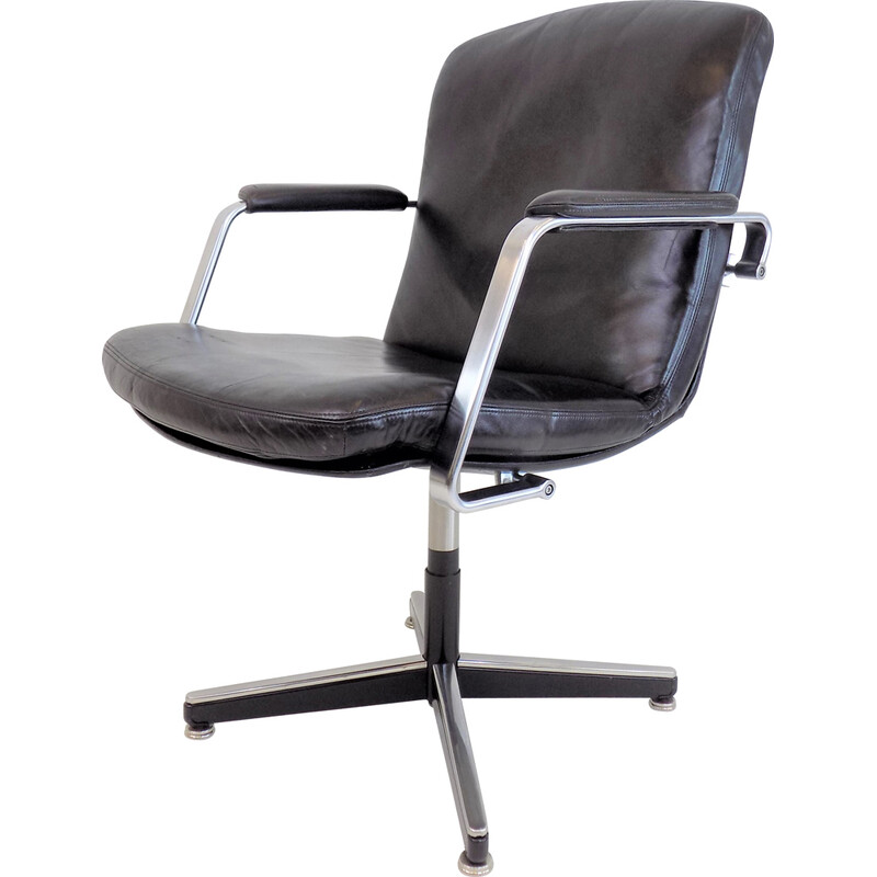 Vintage Fk 86 fauteuil in leer en staal van Preben Fabricius en Jørgen Kastholm voor Knoll, 1970