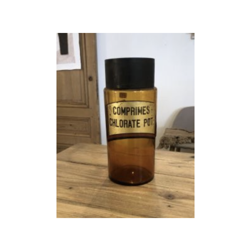Vintage amber medicine jar