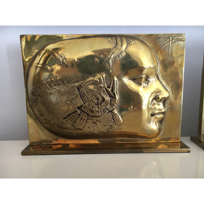 Vintage sculpture in gilded bronze by Pierre Yves Tremois, 1988