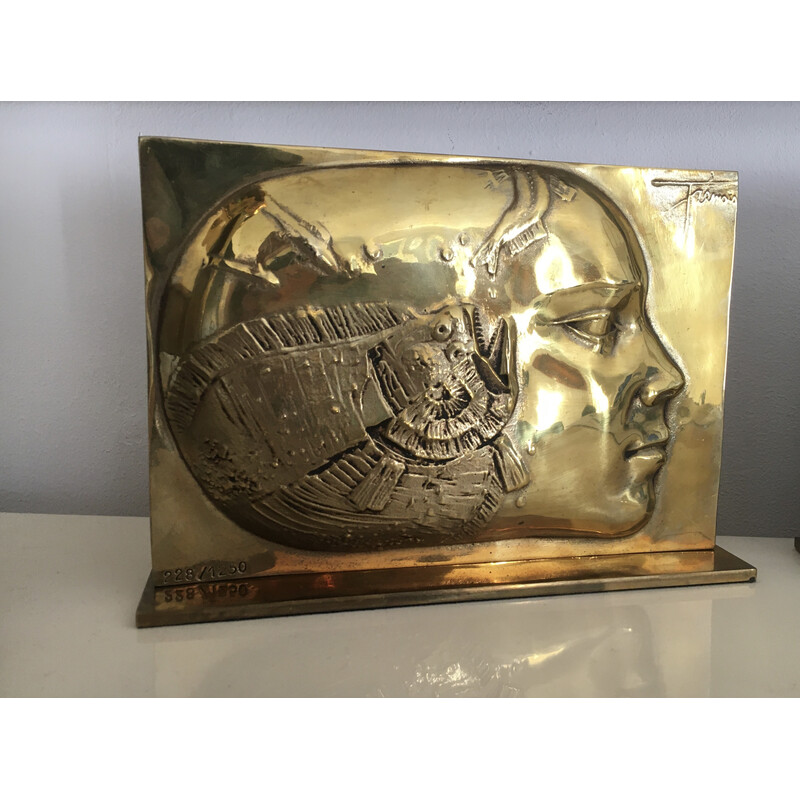 Escultura vintage em bronze dourado de Pierre Yves Tremois, 1988