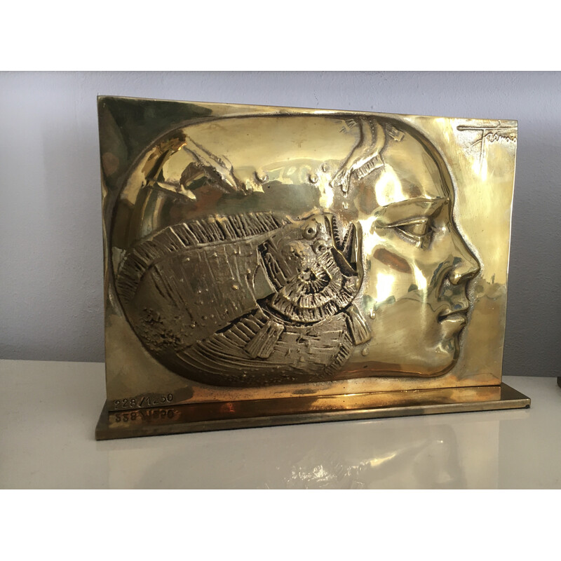 Vintage sculpture in gilded bronze by Pierre Yves Tremois, 1988