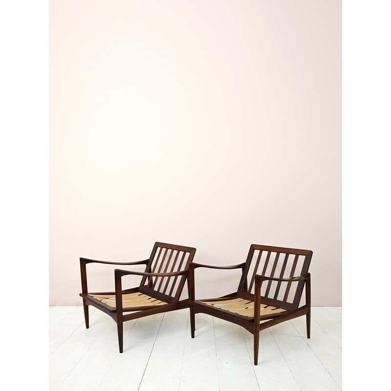 Pair of vintage Kandidaten armchairs by Ib Kofod for Ope, Denmark 1960