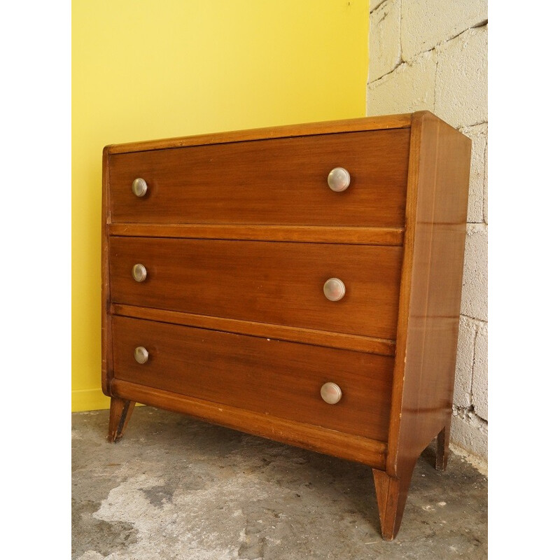 Chest of drawers with compass legs and 3 shelves - 1950s