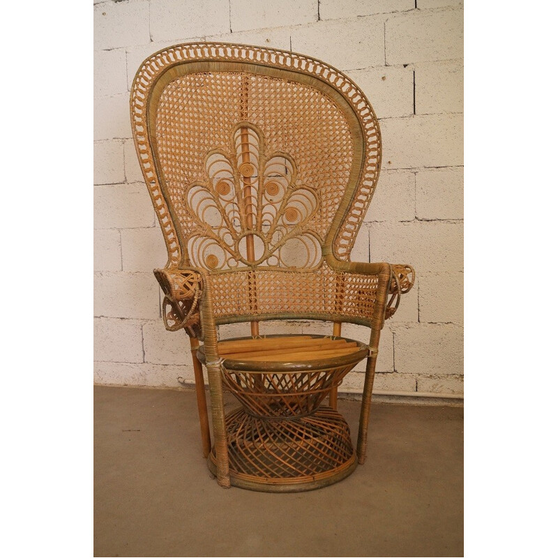 Large rattan armchair "Emmanuelle", France - 1970s