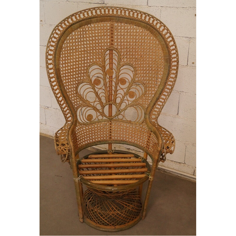 Large rattan armchair "Emmanuelle", France - 1970s