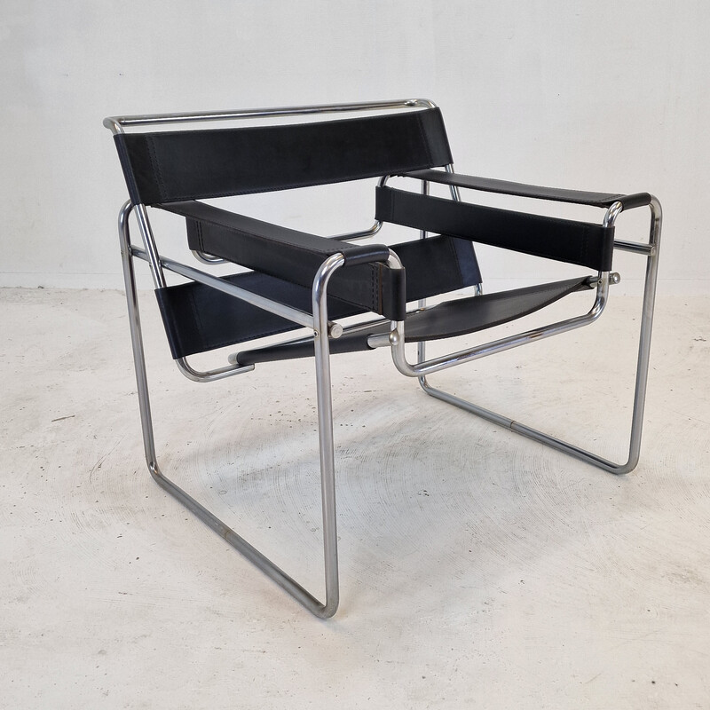 Fauteuil vintage Wassily par Marcel Breuer pour Gavina, 1980