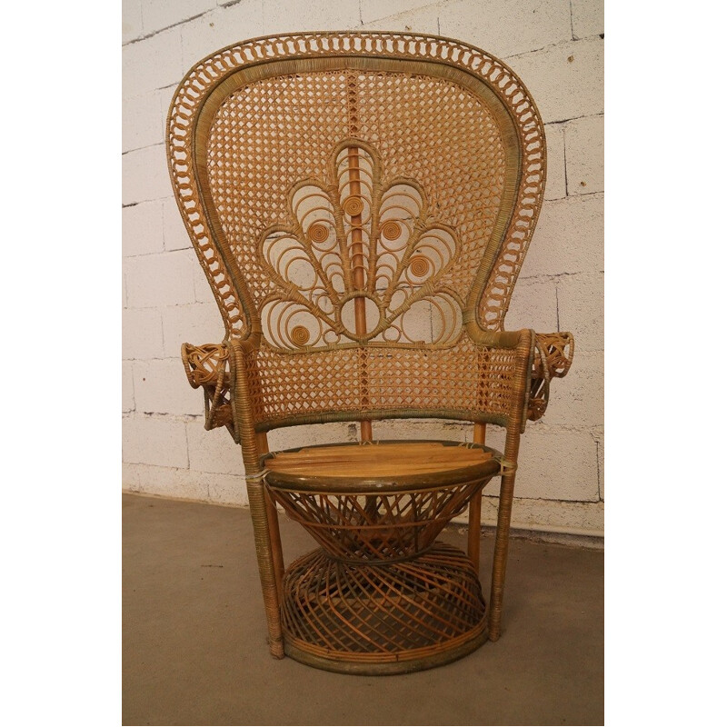 Large rattan armchair "Emmanuelle", France - 1970s