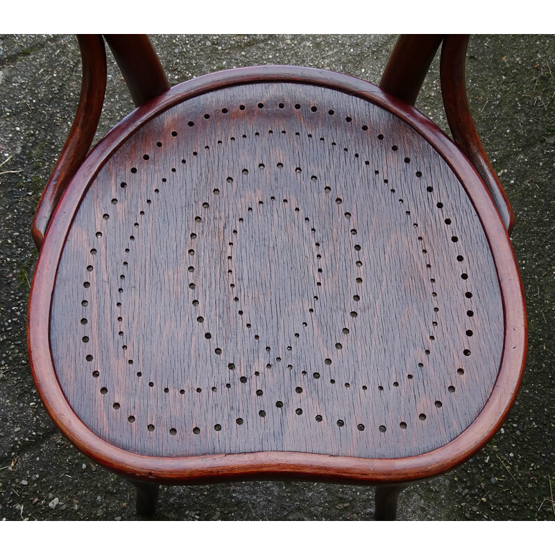 Pair of vintage N°28 bistro wooden heart chairs, 1900