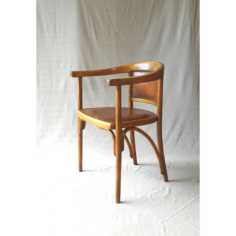 Vintage gebogen houten fauteuil van Fischel, 1930