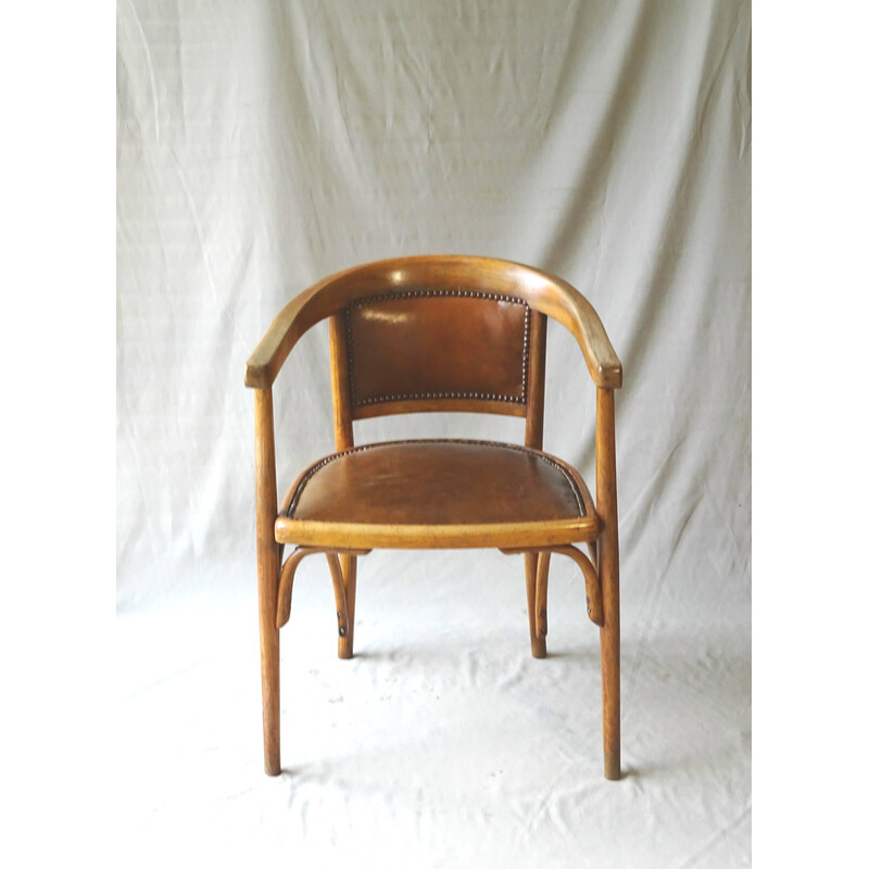 Vintage gebogen houten fauteuil van Fischel, 1930