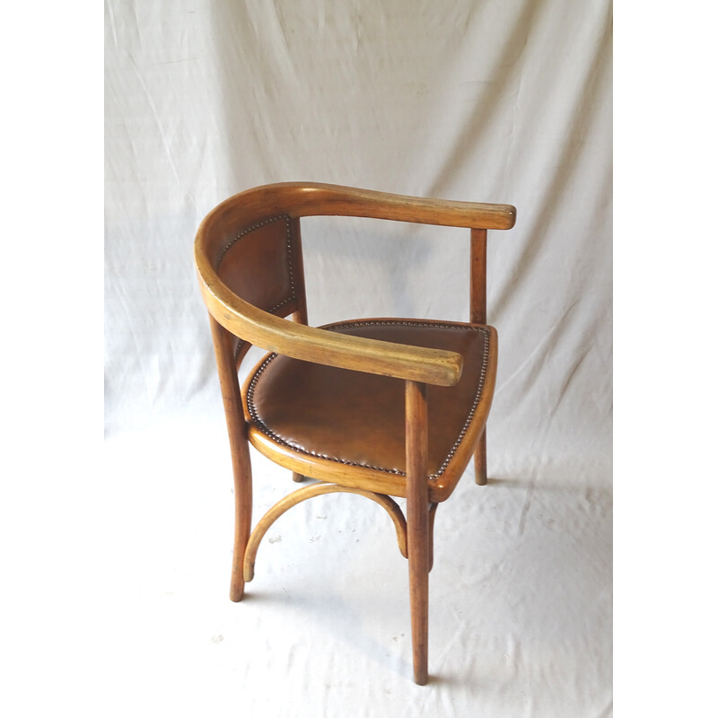 Vintage gebogen houten fauteuil van Fischel, 1930