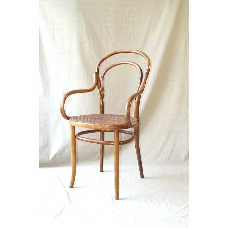 Vintage bistro armchair N°14 in curved wood by Ungvar, 1905