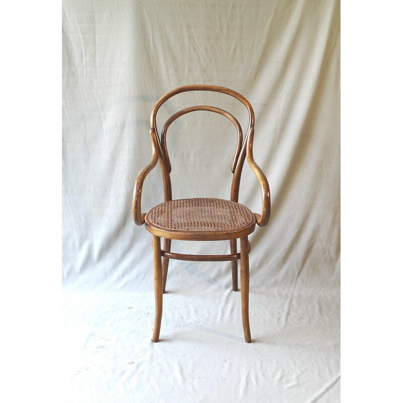 Vintage bistro armchair N°14 in curved wood by Ungvar, 1905