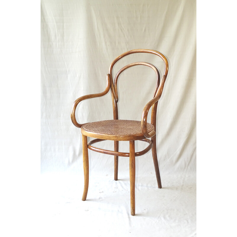 Vintage bistro armchair N°14 in curved wood by Ungvar, 1905