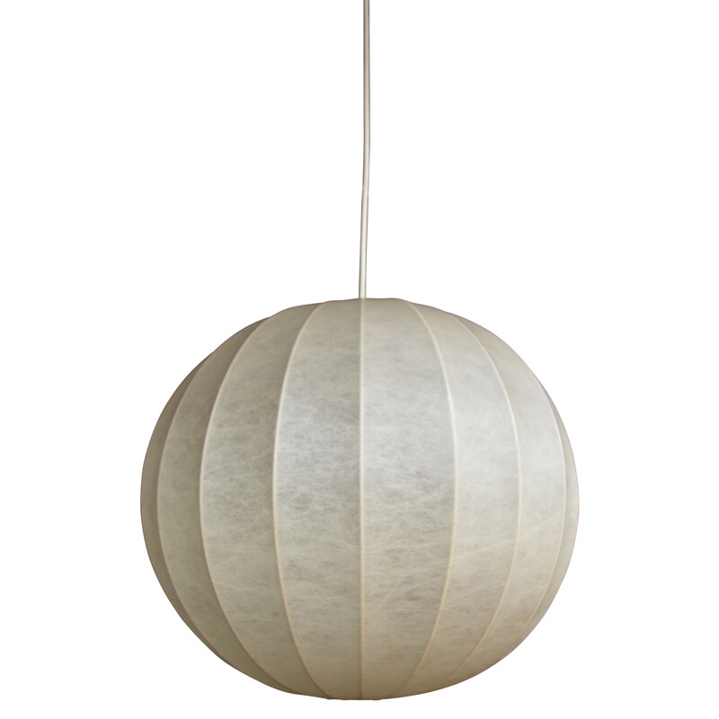 Ball shaped beige pendant lamp, Sweden - 1950s