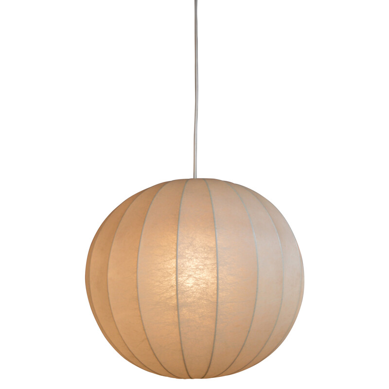 Ball shaped beige pendant lamp, Sweden - 1950s