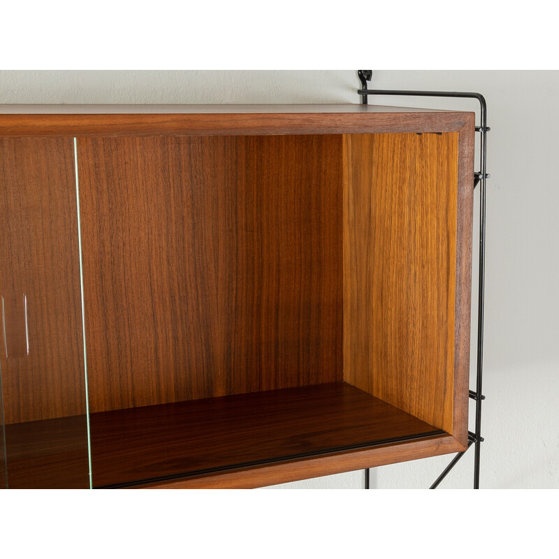 Vintage wall shelf in walnut veneer and metal, Germany 1960