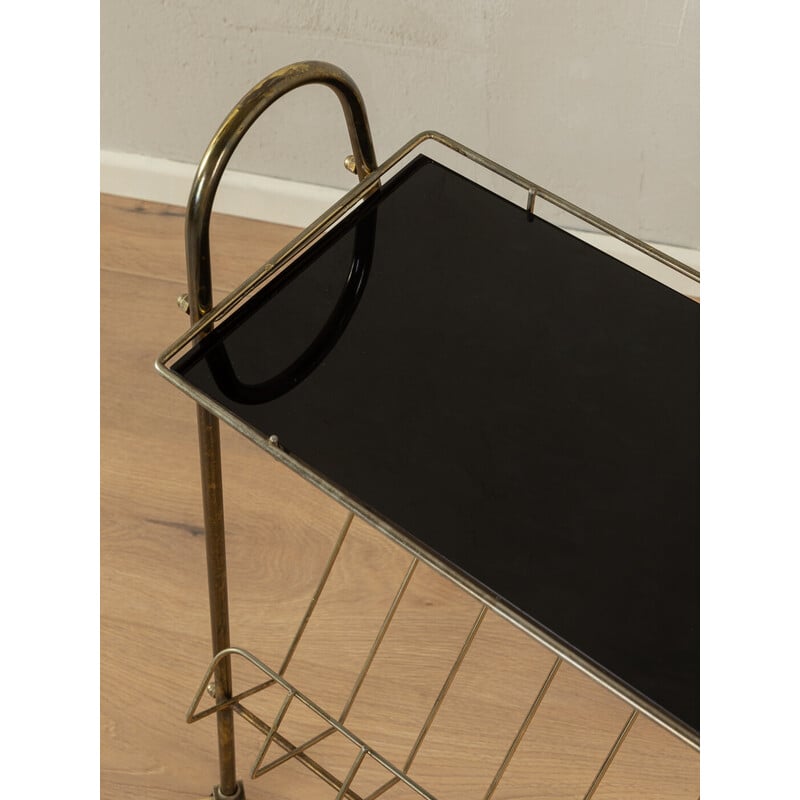 Vintage brass and glass magazine rack, Germany 1950