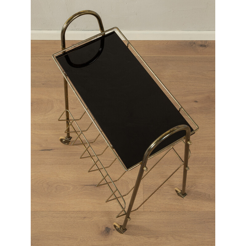 Vintage brass and glass magazine rack, Germany 1950