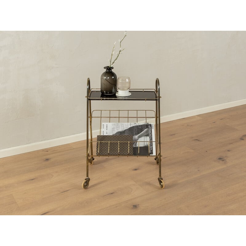 Vintage brass and glass magazine rack, Germany 1950