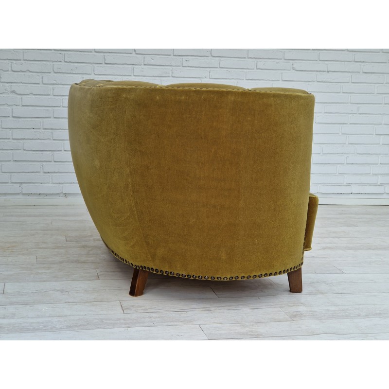 Vintage Banana Sofa aus Buche und Samt, 1960-1970