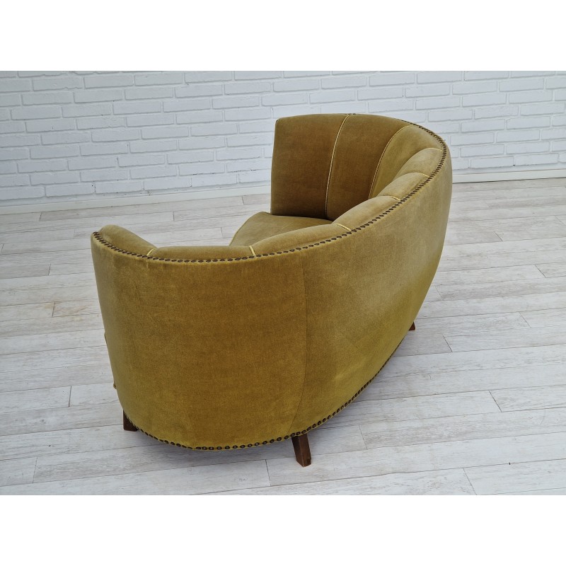 Canapé vintage Banana en hêtre et velours, 1960-1970