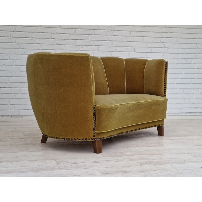 Vintage Banana sofa in beechwood and velvet, 1960-1970