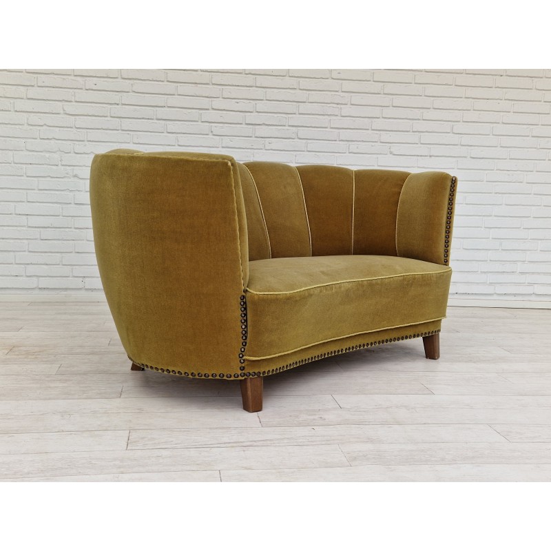 Vintage Banana sofa in beechwood and velvet, 1960-1970