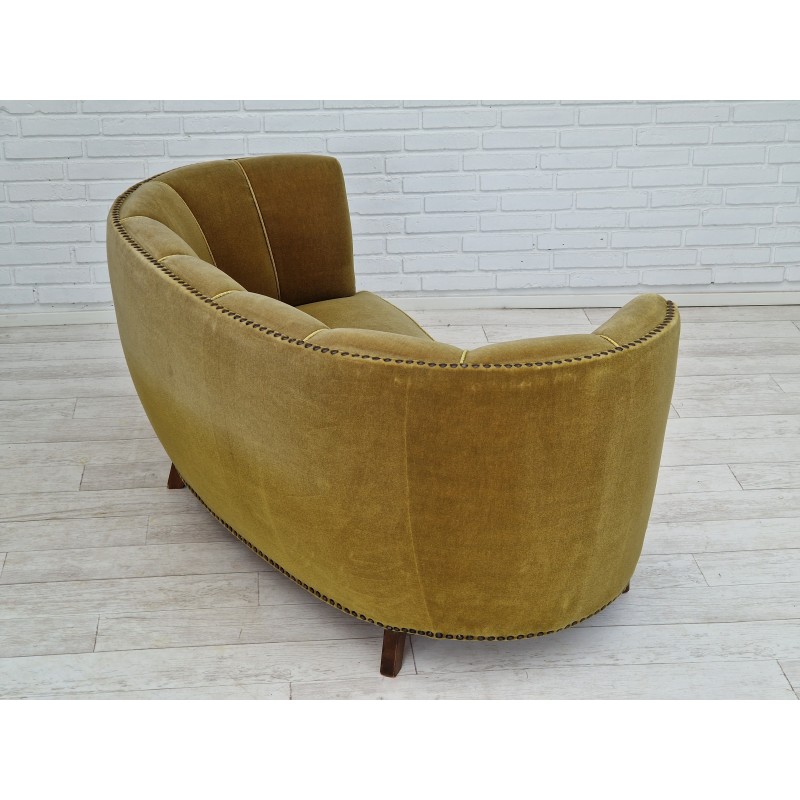 Vintage Banana Sofa aus Buche und Samt, 1960-1970