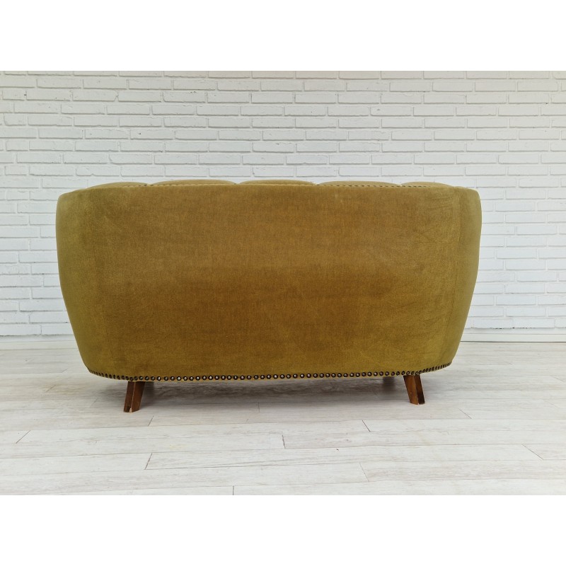 Vintage Banana Sofa aus Buche und Samt, 1960-1970