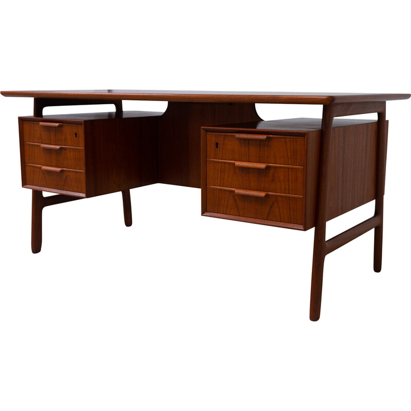 Danish vintage model 75 desk in teak by Gunni Omann for Omann Jun, 1960s