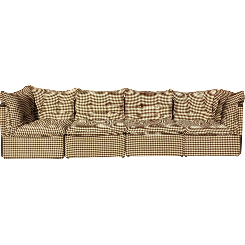 Vintage canvas and wood sofa, Denmark 1970