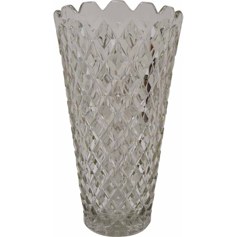 Vase vintage en verre par Glasswork Novy Bor, Tchécoslovaquie 1960