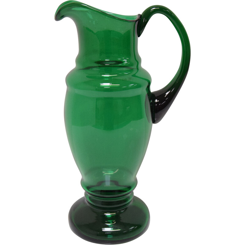 Vintage Art Czech glass pitcher by Glasswork Novy Bor, Czechoslovakia 1930s