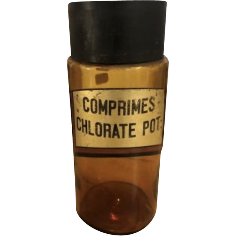 Vintage amber medicine jar