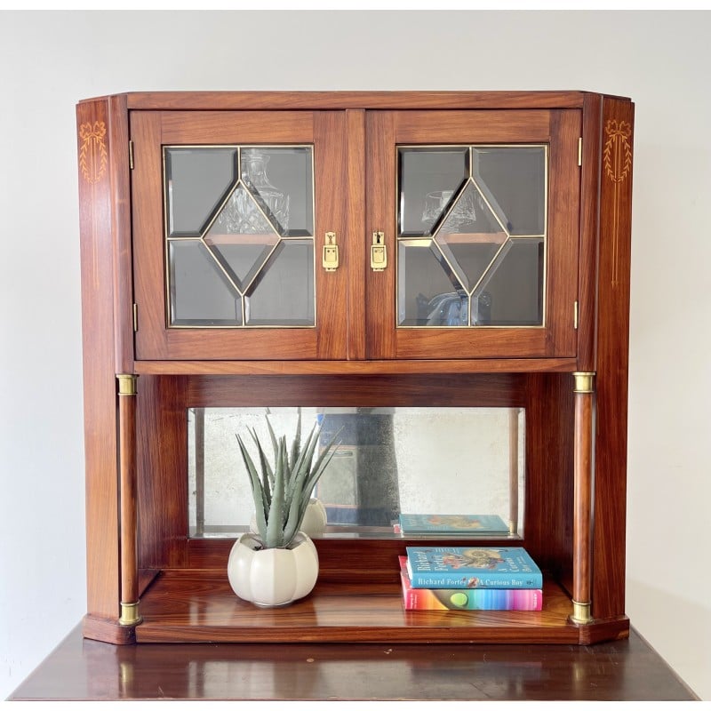 Vintage solid wood display cabinet, 1920-1930s