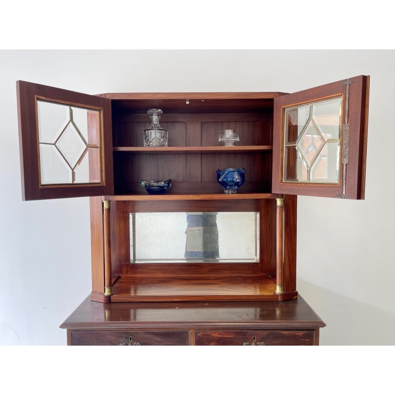 Vintage solid wood display cabinet, 1920-1930s