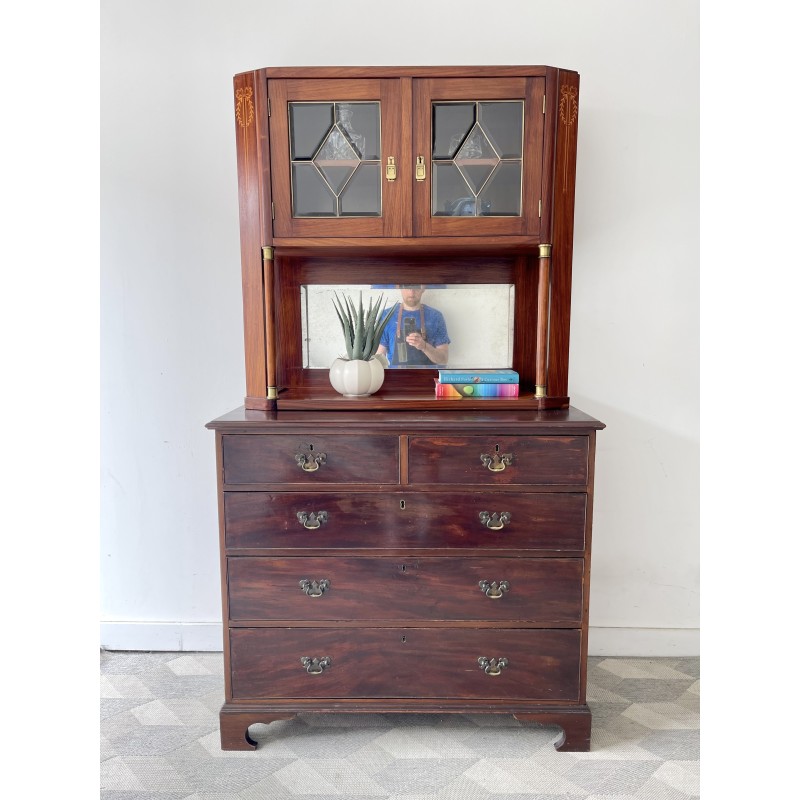 Vitrine vintage en bois massif, 1920-1930